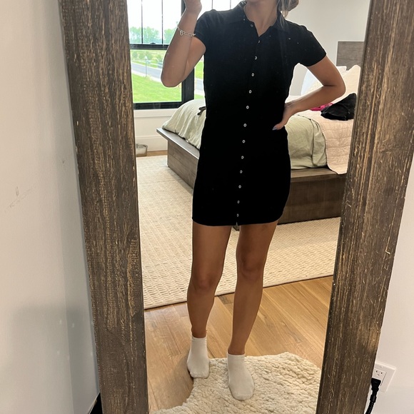 Brandy Melville black ribbed button up dress - Picture 2 of 3